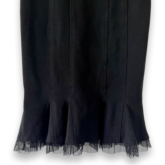 BEBE bodycon dress Sleeveless black cocktail faux leather trim - Picture 8 of 11